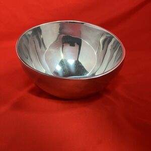 Nambe Classic #647 Slanted Round Serving Bowl / 7" Wide Mid Century Modern Flaw